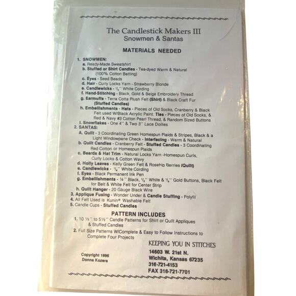 Keeping You In Stitches KS192 Pattern Candlestick Makers III Uncut Vintage - Picture 4 of 6